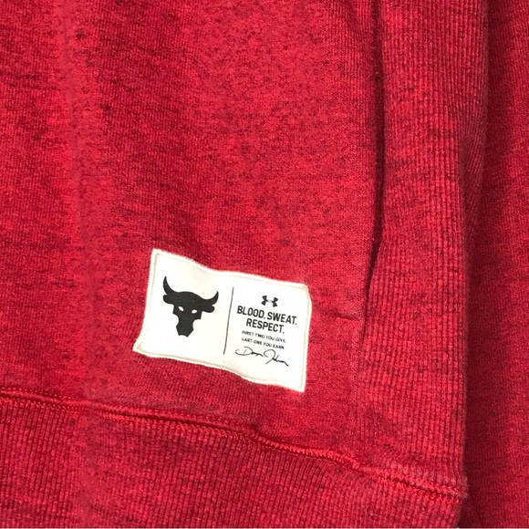 Under Armour Project Rock Hoodie Long Sleeve Red Black Hooded Sweatshirt Large - Picture 9 of 15